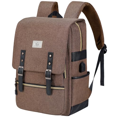 Ronyes Vintage Laptop Backpack for Women Men,15.6 inch Bookbag Casual Daypack with USB Charging Port for College Work Backpacks - Image 2